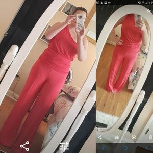 Red one shoulder jumpsuit